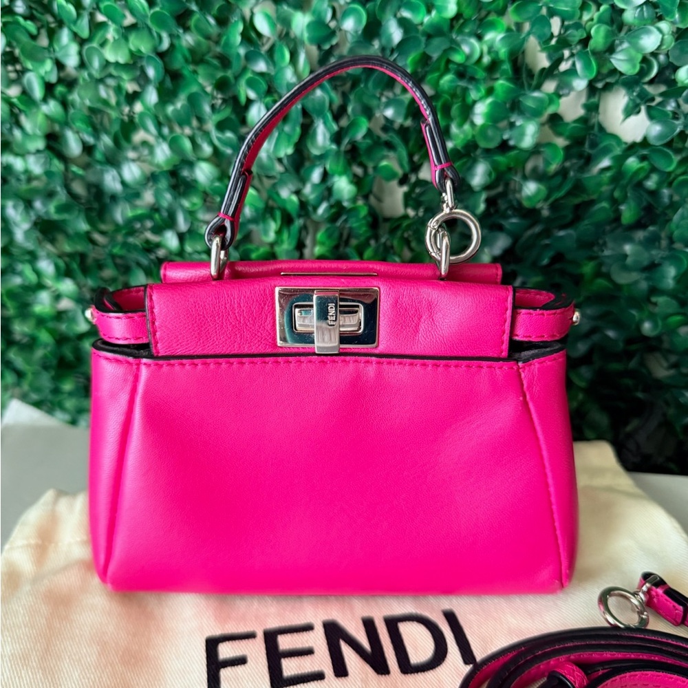 Fendi Pink Peekaboo Mini Top-Handle Crossbody Bag Authentic - Picture 2 of 10